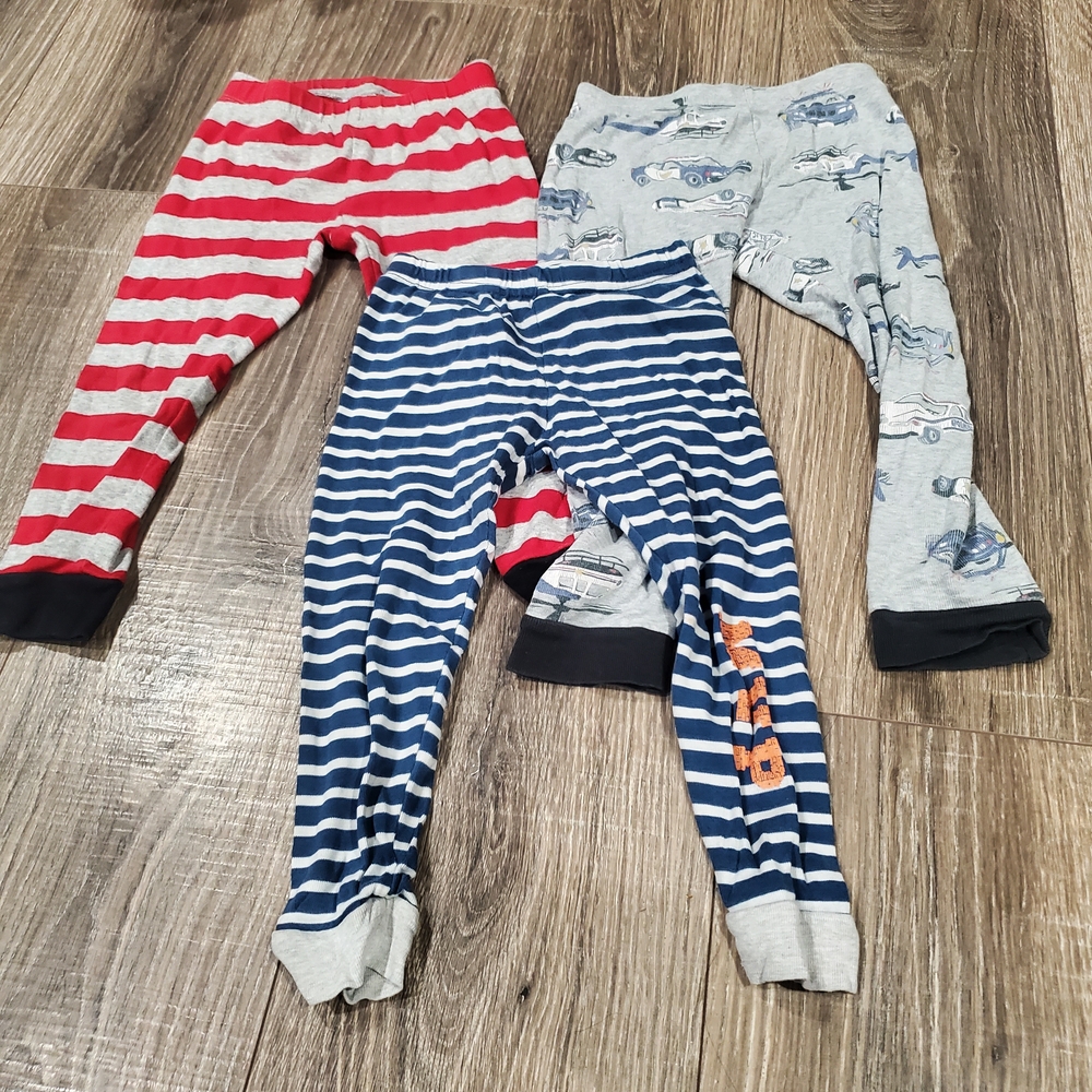 Kids Pajama Pants Set Size 3T Pajama Pants Set Stripes and Cars 3 Pieces